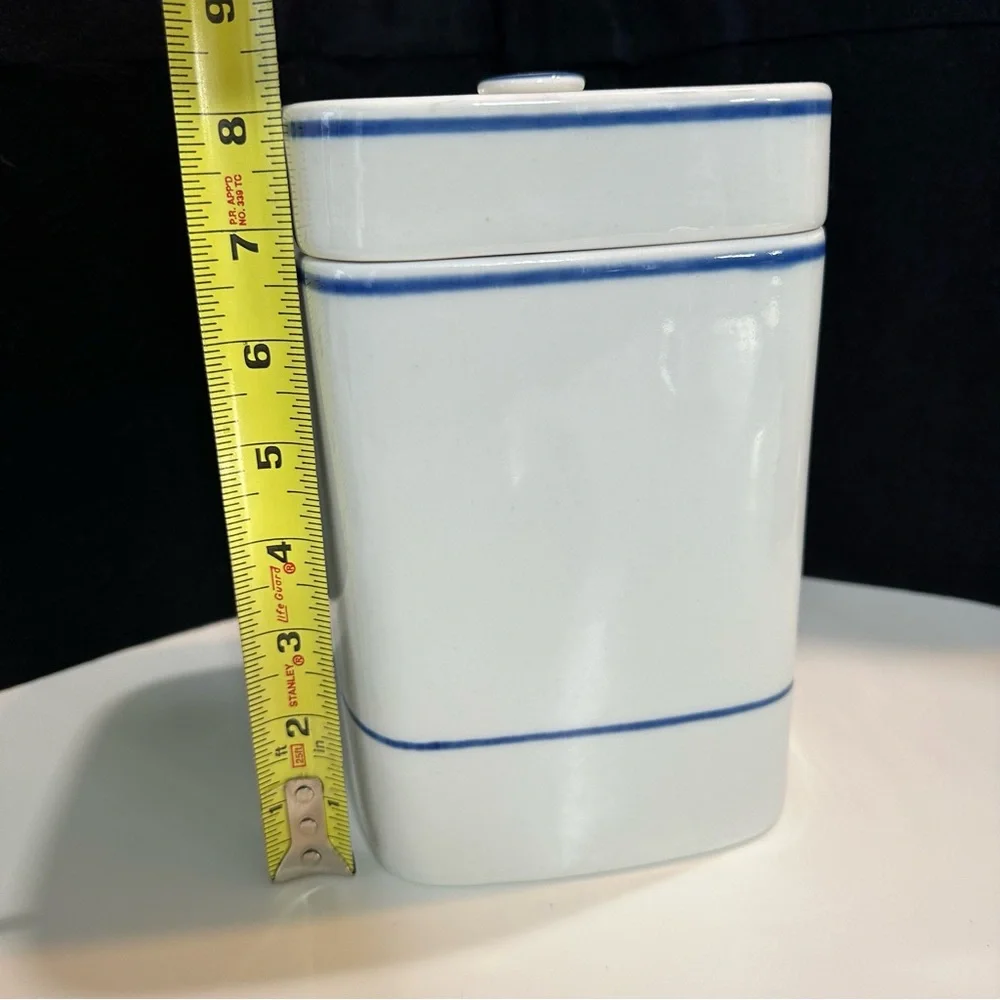 Vintage Viana do Castelo Blue Striped Small Canister-8” Tall —Williams Sonoma